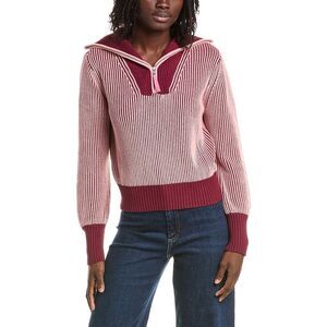 &Isla Womens  Verity Plaited Rib 1/4-Zip Sweater, Pink